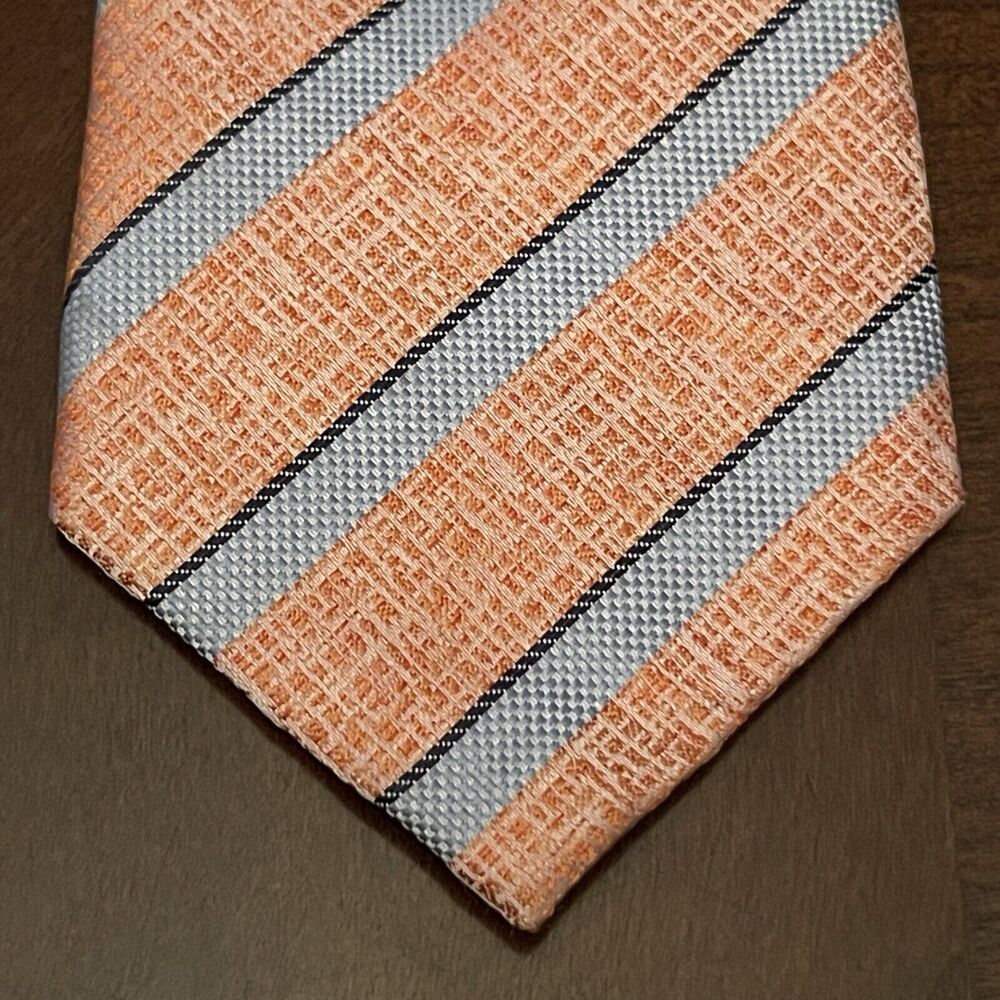 Zeke Orange Blue Micro Silk Men’s Neck Tie Made In China